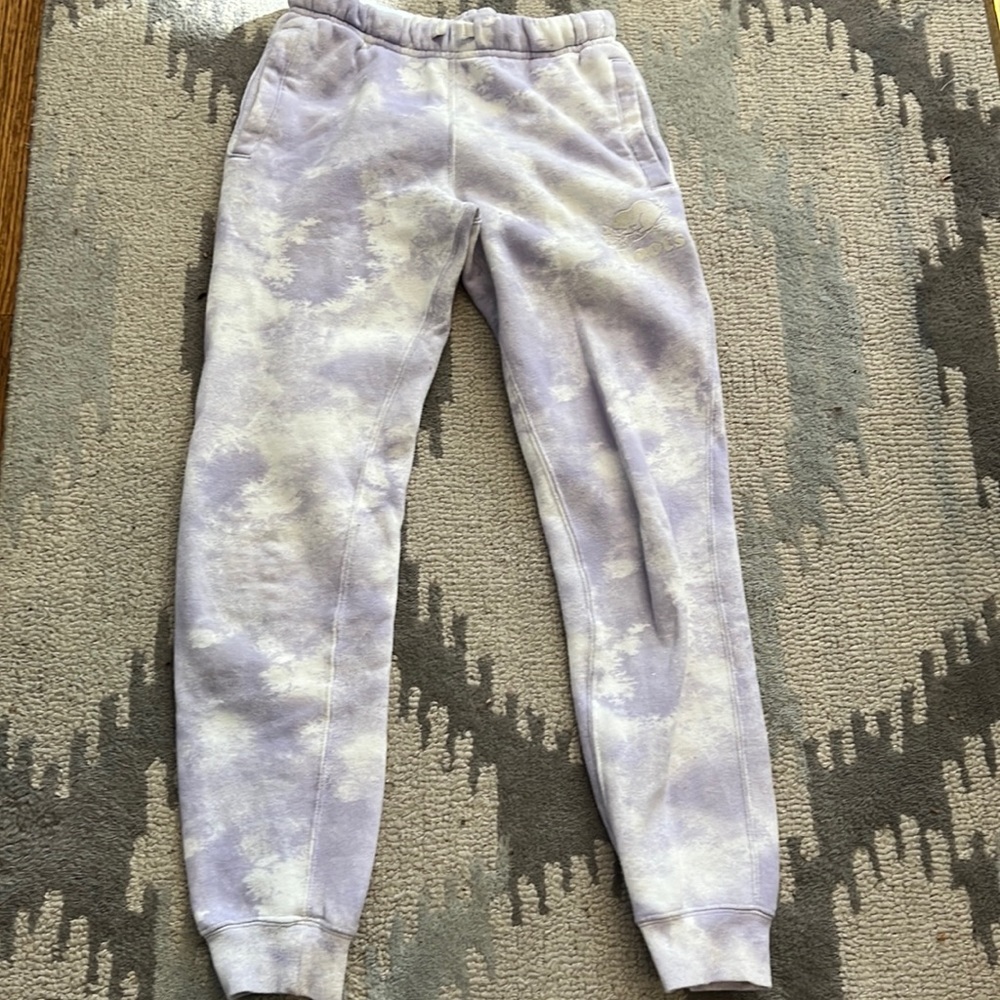 Roots kids, like new purple tie dye sweat pants, size 12, slim cuffed